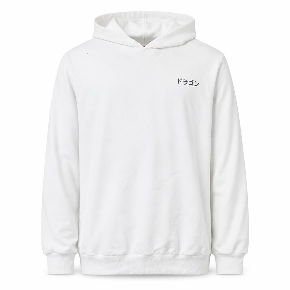 ROMWE Men's White Dragon Graphic Pullover Hoodie Size S