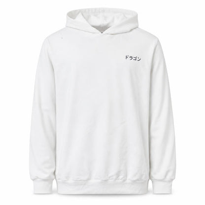 ROMWE Men's White Dragon Graphic Pullover Hoodie Size S