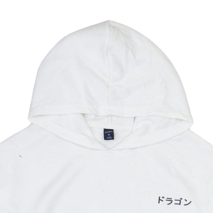 ROMWE Men's White Dragon Graphic Pullover Hoodie Size S