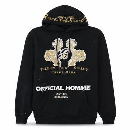 boohooMAN Men's Black XS Pullover Hoodie Graphic Print Embroidered Design