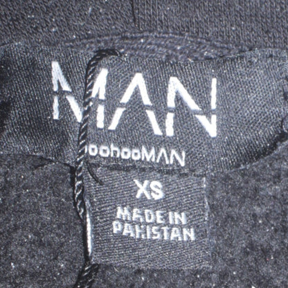 boohooMAN Men's Black XS Pullover Hoodie Graphic Print Embroidered Design