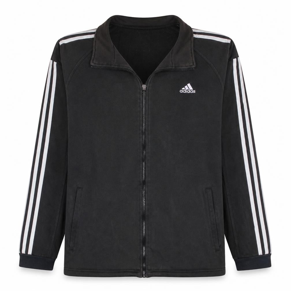 Front view of Adidas Men's Black Full Zip Sweatshirt, size M, Sports Fleece