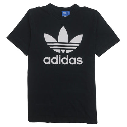 Adidas Mens Black Large Graphic Logo Short Sleeve Crew Neck T-Shirt