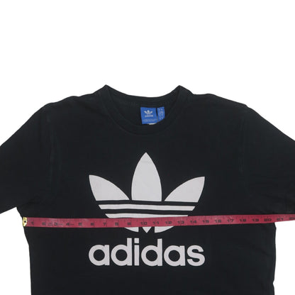 Adidas Mens Black Large Graphic Logo Short Sleeve Crew Neck T-Shirt