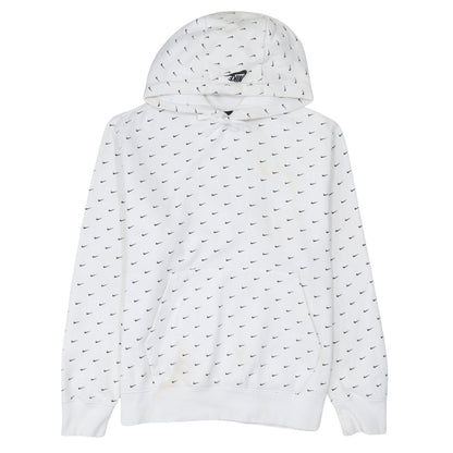 Nike Men's White Pullover Hoodie Size M Logo Print Sportswear