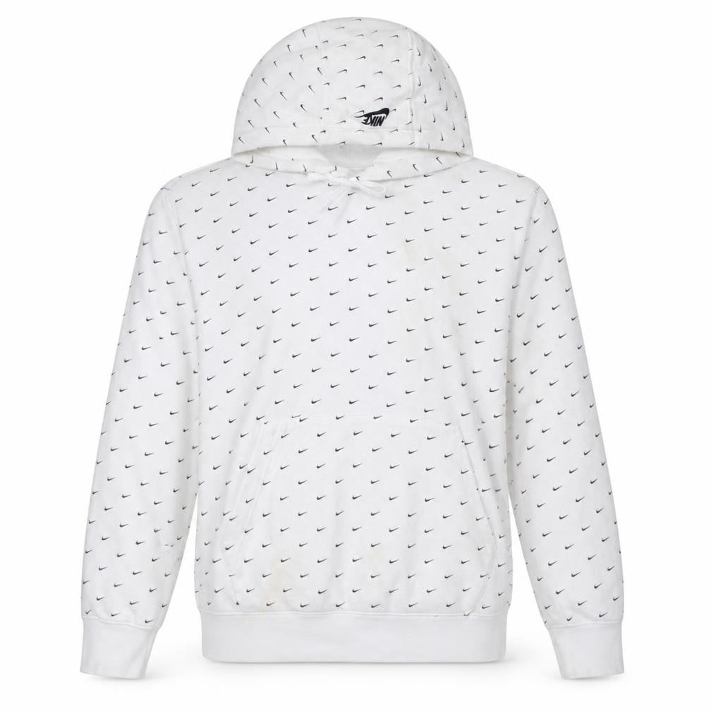 Nike Men's White Pullover Hoodie Size M Logo Print Sportswear