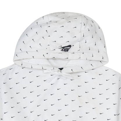 Nike Men's White Pullover Hoodie Size M Logo Print Sportswear