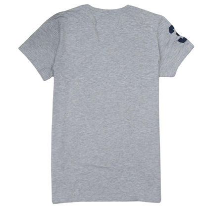 Frank Ferry Men Grey V-Neck Polo Club Embroidered T-Shirt M