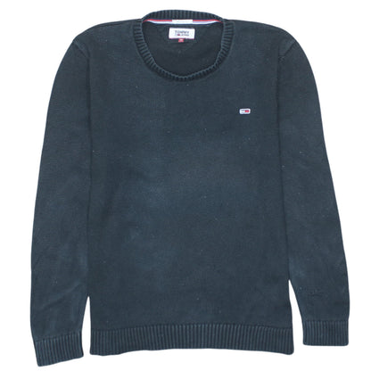 Tommy Jeans Men's Black Cotton Regular Fit Crew Neck Jumper M