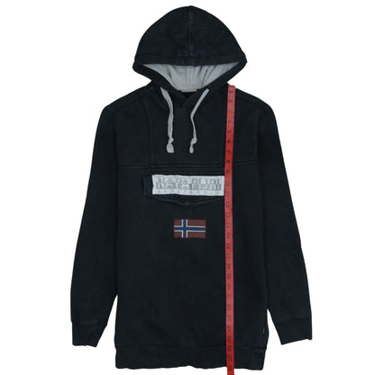Napapijri Men's Black Pullover Hoodie M Logo Outdoor Fleece