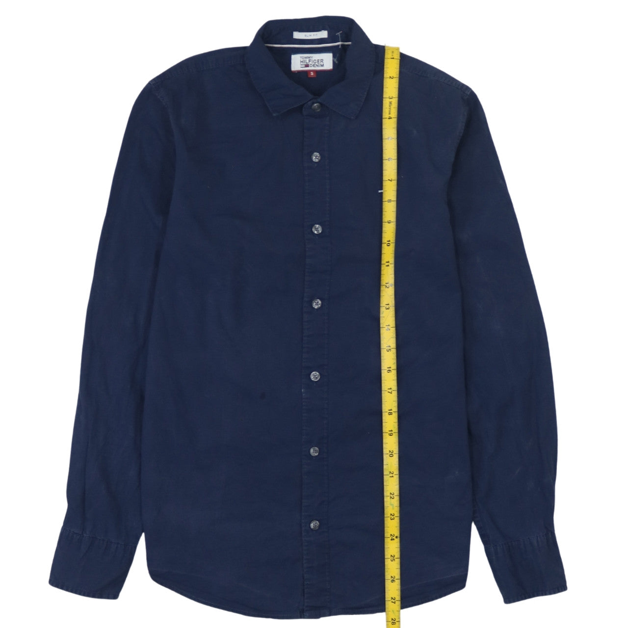 Tommy Hilfiger Denim Men's Blue Slim Fit Cotton Long Sleeve Shirt S