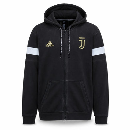 Front view of Adidas Men’s Black Juventus Full Zip Hoodie, size M, Sportswear