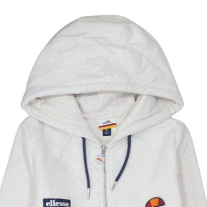 Ellesse Unisex White Full Zip Hoodie Size 12 Regular Fit