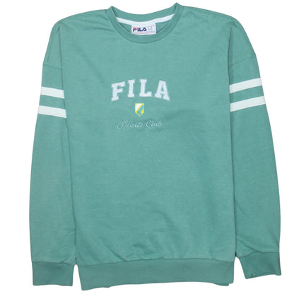 FILA Men's Green Crew Neck Sweatshirt M Logo Sports Pullover