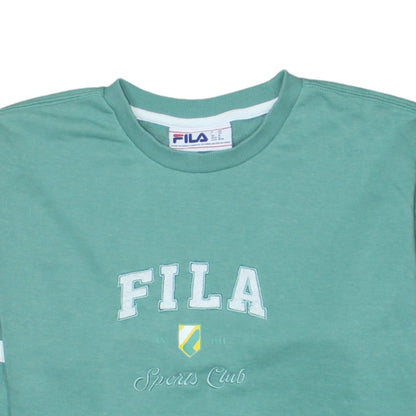 FILA Men's Green Crew Neck Sweatshirt M Logo Sports Pullover