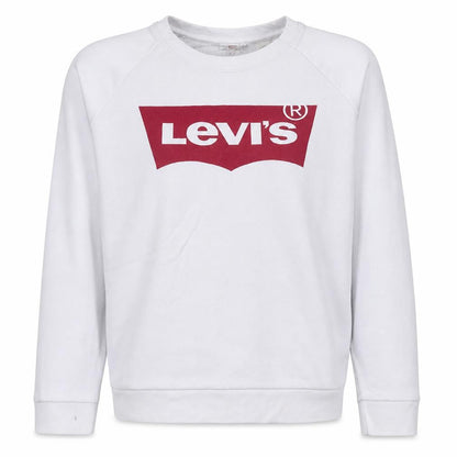 Levi's Women's White Small Crew Neck Logo Sweatshirt Cotton