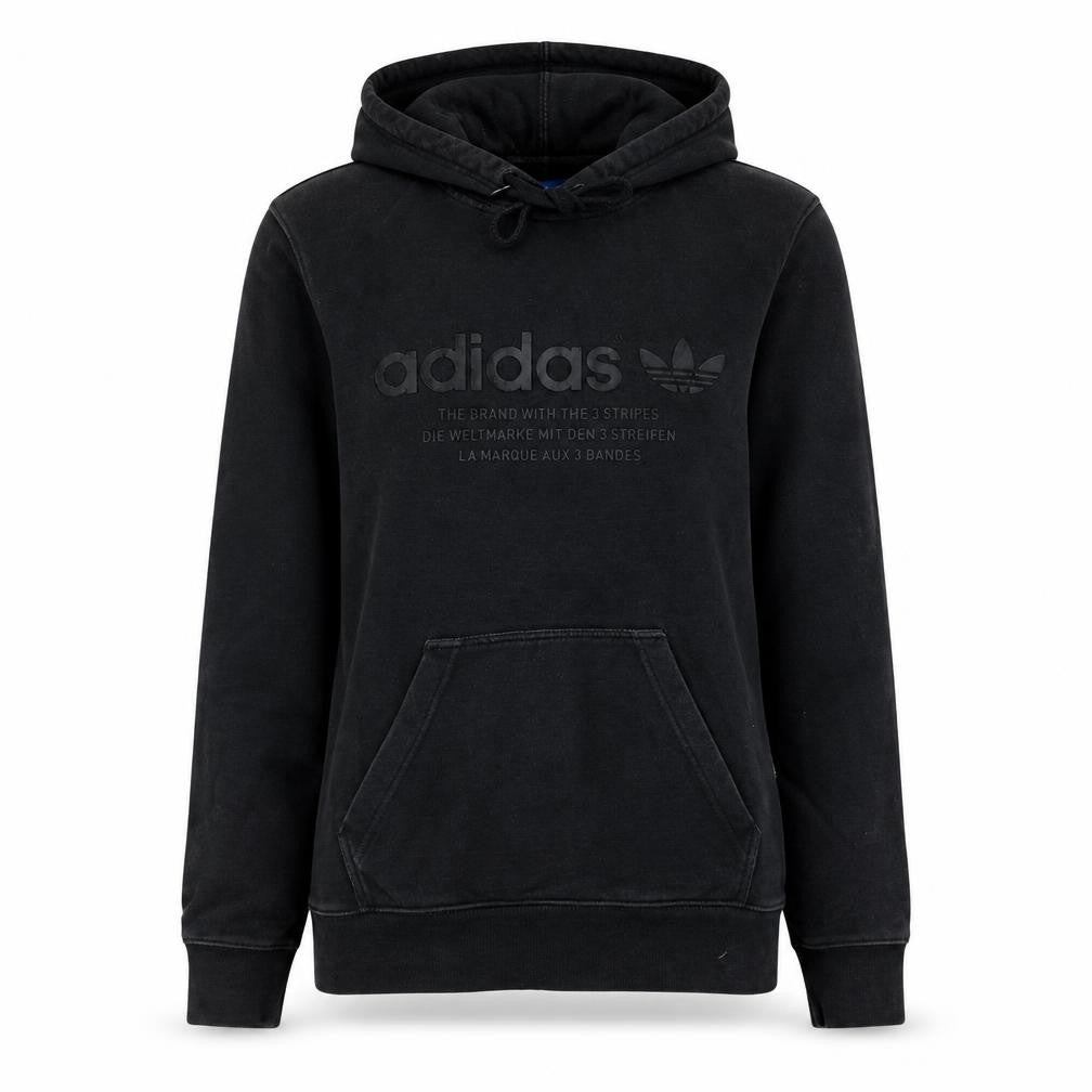 Front view of Adidas women’s black xs pullover hoodie sweatshirt hooded logo cotton