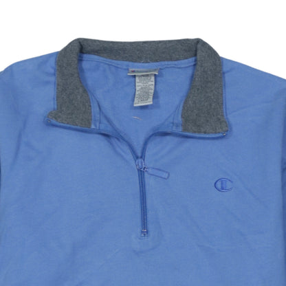 Champion Mens Blue 1/4 Zip Organic Cotton Sweatshirt Large
