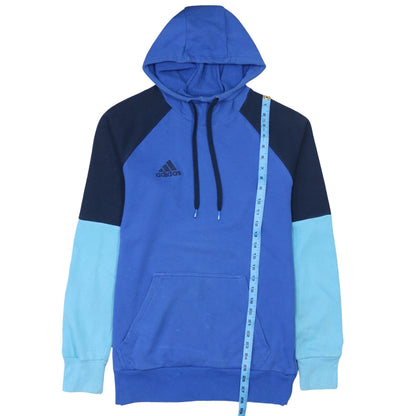 Adidas Men's Blue Pullover Hoodie Medium Hooded Logo Sweatshirt