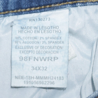 Wrangler Mens Blue 34x32 Relaxed Bootcut Denim Jeans