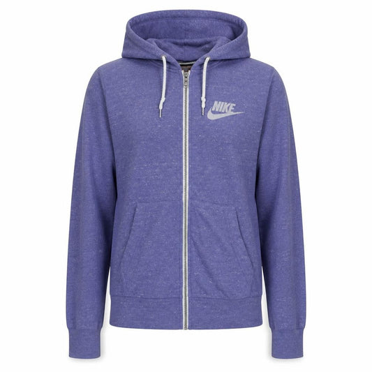 Front view of Nike unisex purple full zip hoodie xs lightweight sportswear