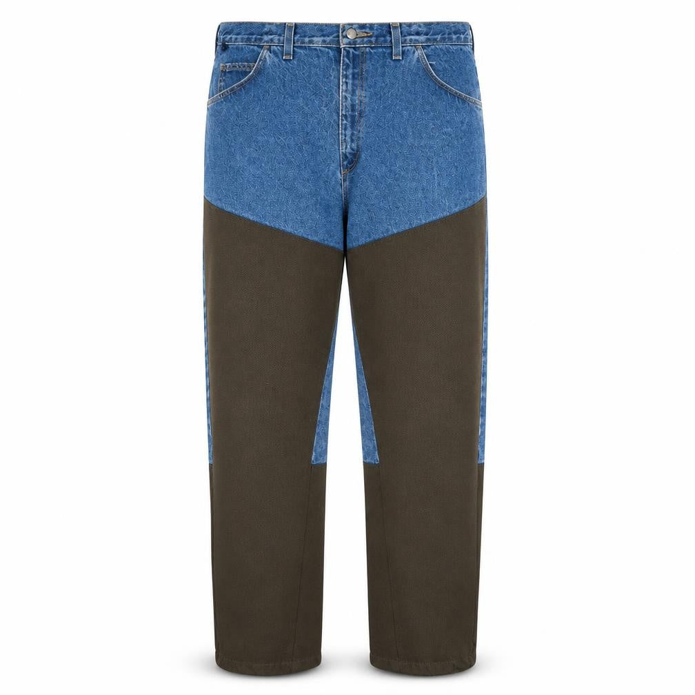 Wrangler Rugged Wear Men's Blue/Brown Straight Jeans 40x32 Cotton Denim
