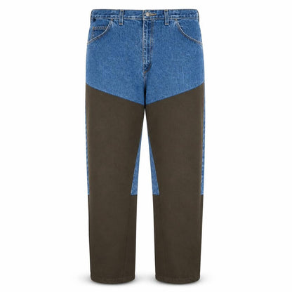 Wrangler Rugged Wear Men's Blue/Brown Straight Jeans 40x32 Cotton Denim