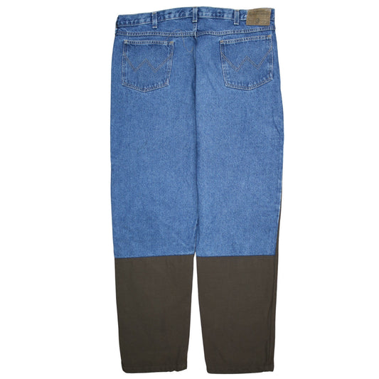 Wrangler Rugged Wear Men's Blue/Brown Straight Jeans 40x32 Cotton Denim