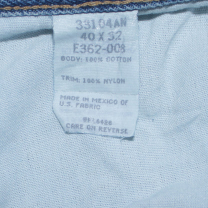 Wrangler Rugged Wear Men's Blue/Brown Straight Jeans 40x32 Cotton Denim
