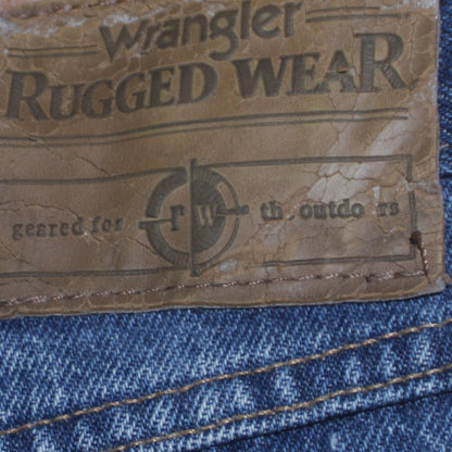 Wrangler Rugged Wear Men's Blue/Brown Straight Jeans 40x32 Cotton Denim