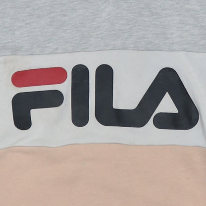 Fila Womens Grey Beige Colourblock Pullover Hoodie XS