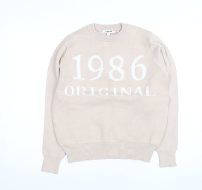 Sweewe Paris Women Beige 1986 Crew Neck Pullover Jumper Size S