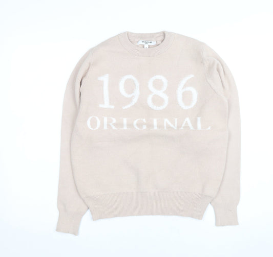 Sweewe Paris Women Beige 1986 Crew Neck Pullover Jumper Size S