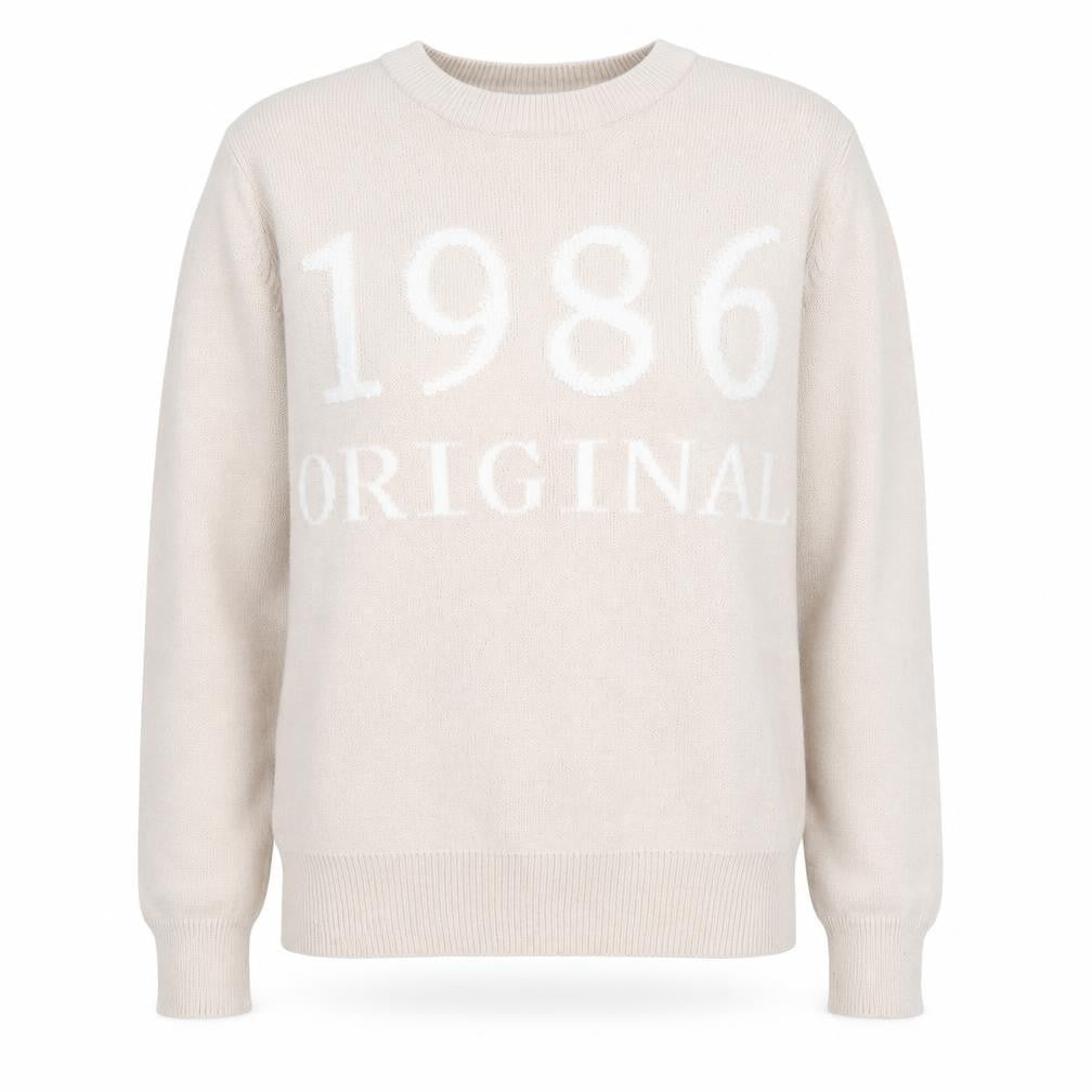 Sweewë Paris Women Beige 1986 Crew Neck Pullover Jumper Size S