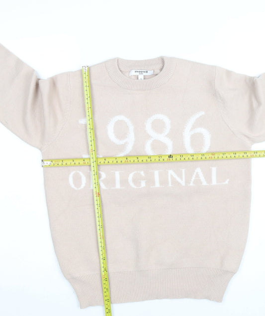 Sweewe Paris Women Beige 1986 Crew Neck Pullover Jumper Size S