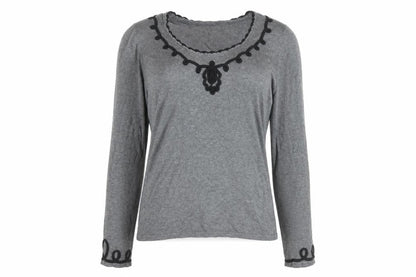 Next Womens Grey Long Sleeve Scoop Neck Blouse Size 8