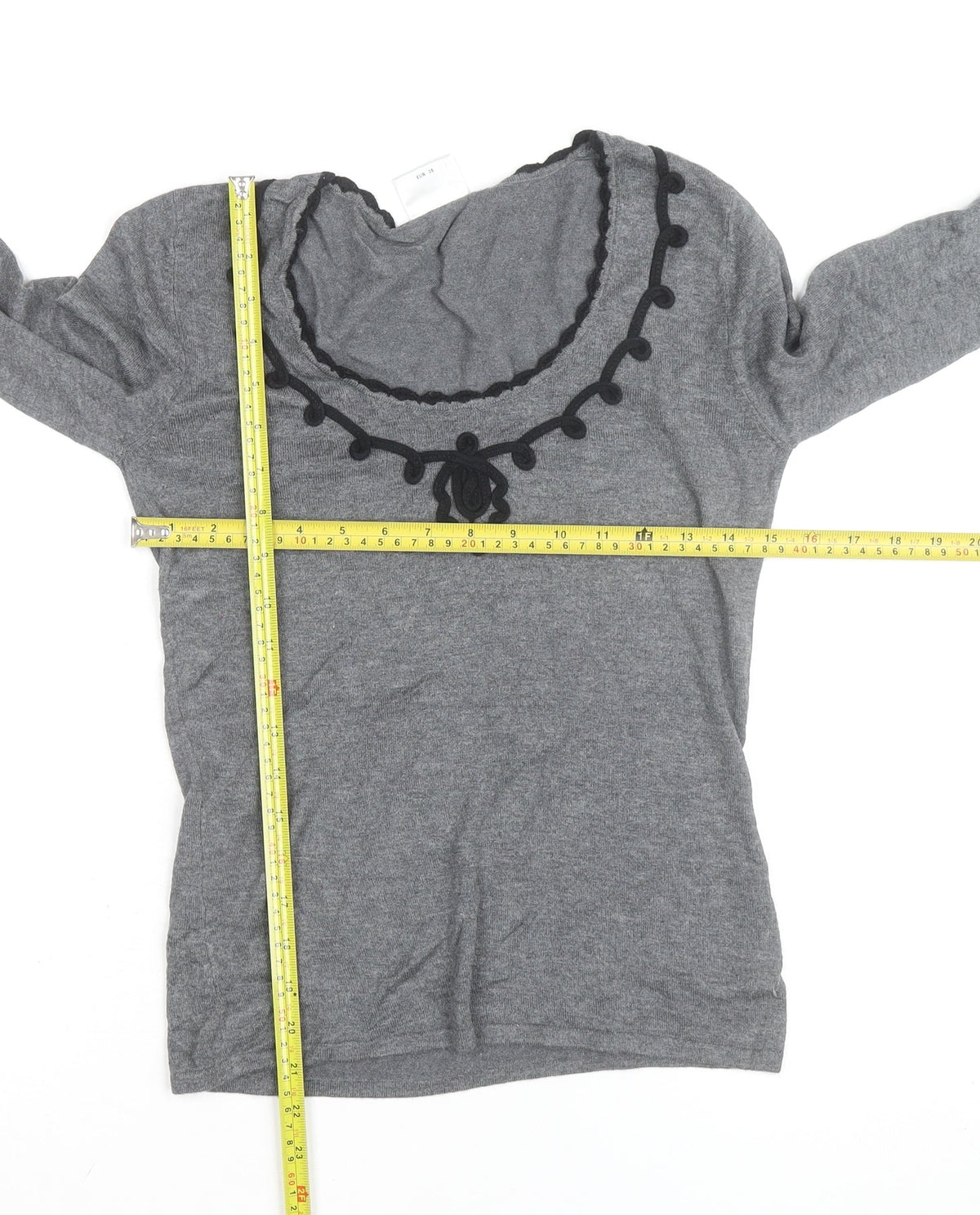 Next Womens Grey Long Sleeve Scoop Neck Blouse Size 8