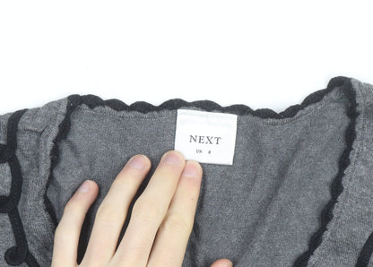 Next Womens Grey Long Sleeve Scoop Neck Blouse Size 8