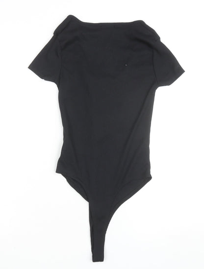 PrettyLittleThing Women’s Black Short Sleeve Ribbed Bodysuit UK 4