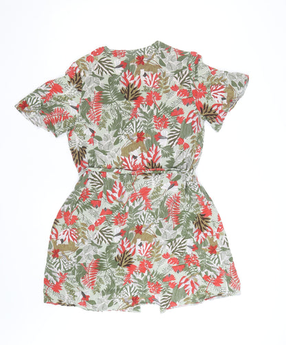 Next Womens Multicoloured Floral Short Wrap Dress Size 12