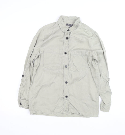 Primark Men's Beige Cotton Button-Up Casual Shirt Size S