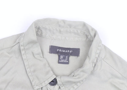 Primark Men's Beige Cotton Button-Up Casual Shirt Size S
