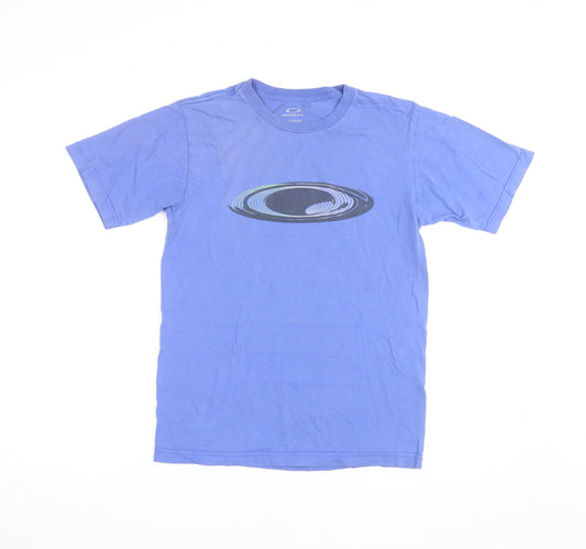 Oakley Men’s Blue Graphic Logo Regular Fit Cotton T-Shirt Size S