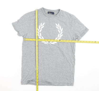 Fred Perry Men's Grey Cotton Laurel Wreath Crew Neck T-Shirt Size S