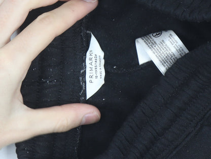 Primark Girls Black Jogger Sweatpants 11 Years Cotton Blend Elastic Waist