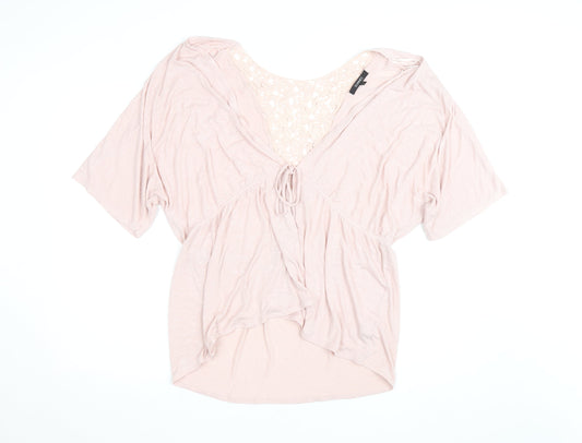 Dunnes Women Pink Crochet V-Neck Tunic Blouse Size 20