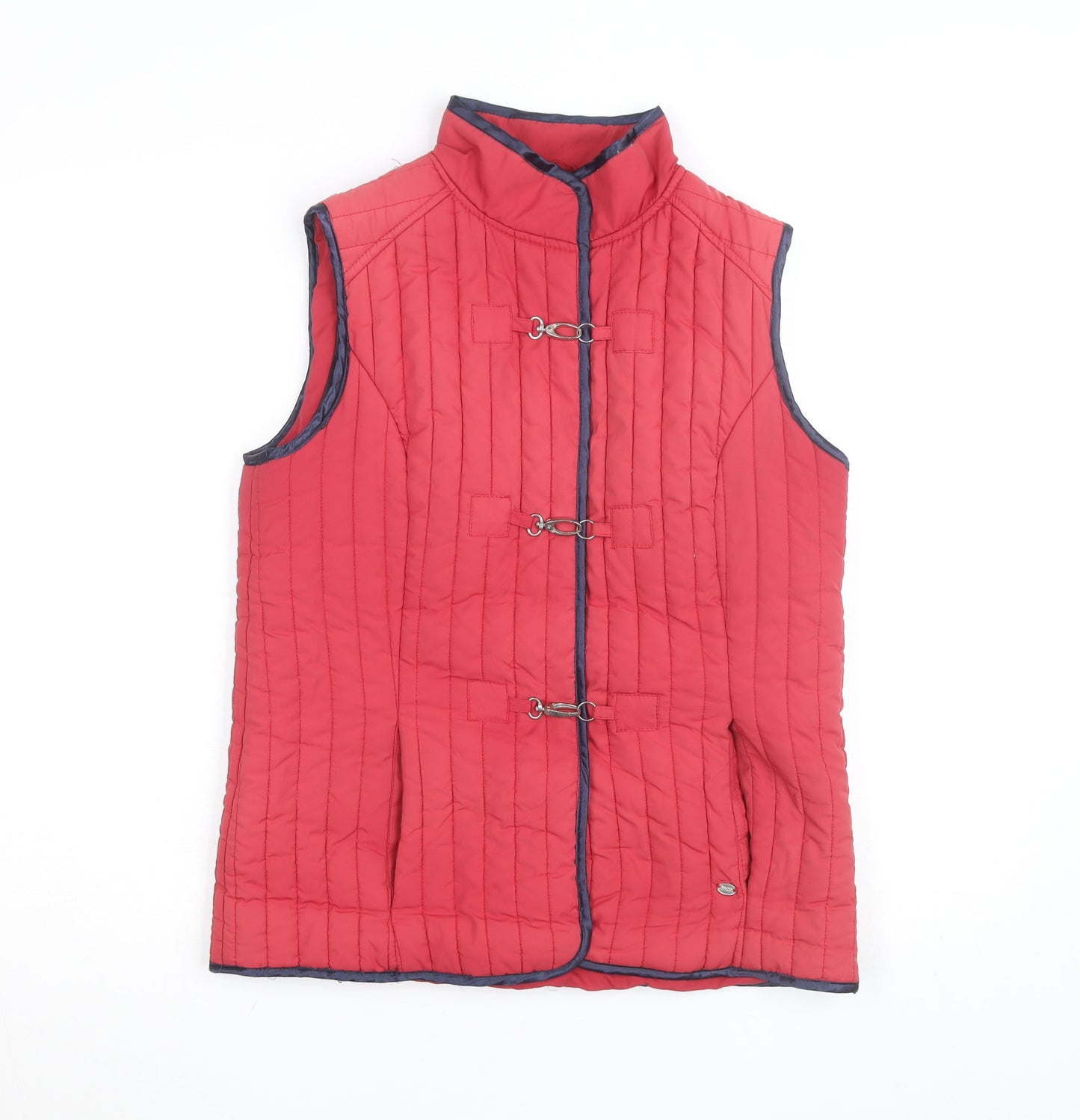 Paco Boutique Womens Red Quilted Waistcoat S Lightweight Lined Hook Detail