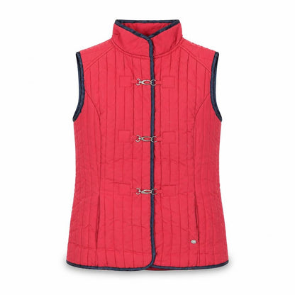 Paco Boutique Womens Red Quilted Waistcoat S Lightweight Lined Hook Detail