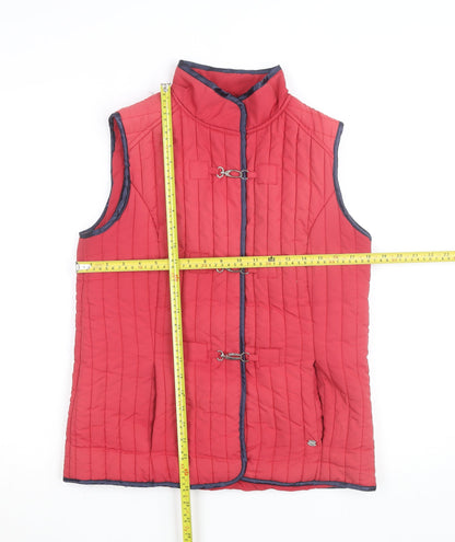 Paco Boutique Womens Red Quilted Waistcoat S Lightweight Lined Hook Detail