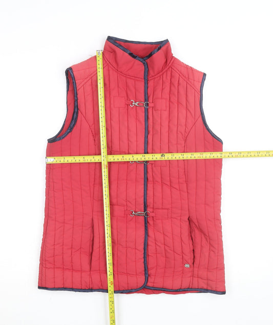Paco Boutique Womens Red Quilted Waistcoat S Lightweight Lined Hook Detail
